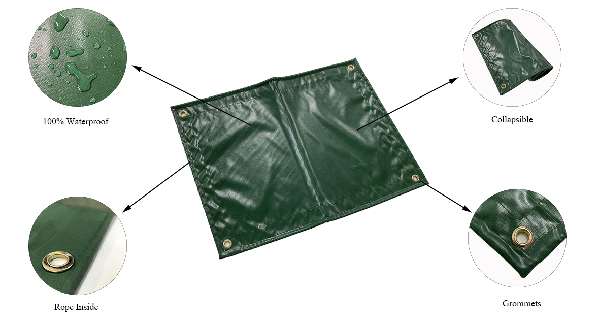 Green High Temperature Resistant PVC Coated Tarpaulin For Acoustic